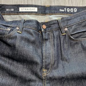 Men’s GAP 1969 Straight Dark Jeans. 33x32. Never work from smoke free home.